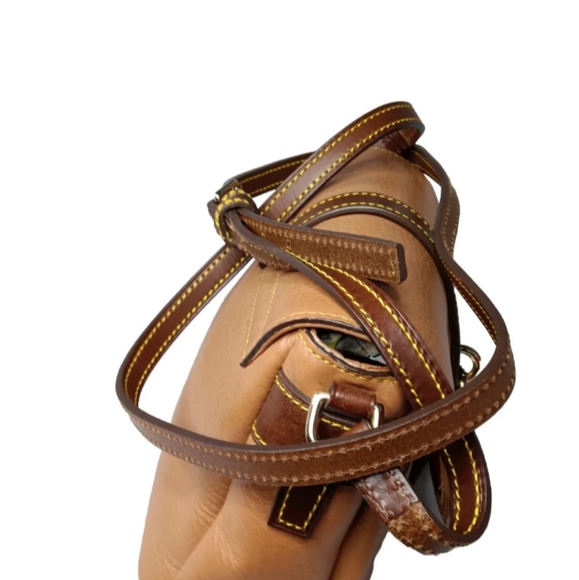 Dooney & Bourke Samba Brown Pebbled Leather Flap Crossbody Bag Small - Picture 5 of 12